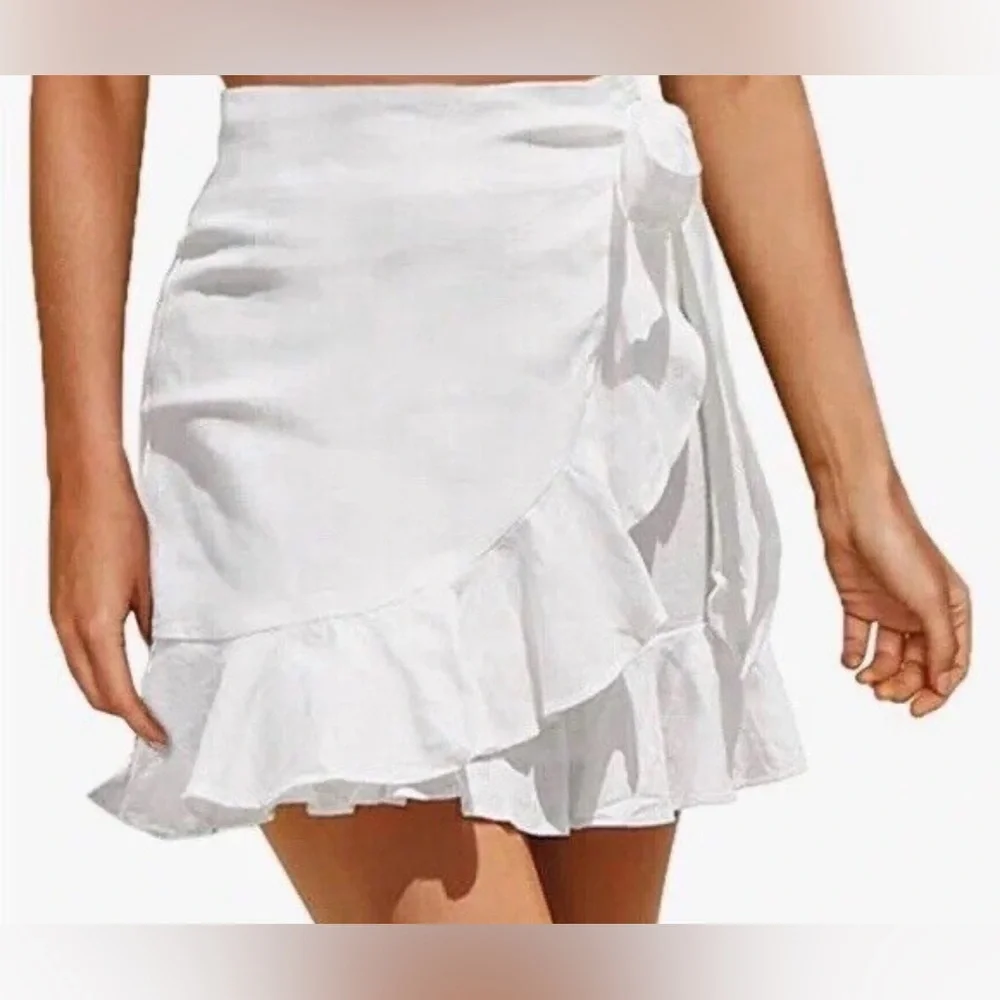 NWT Aerie Linen Blend Wrap Mini Skirt